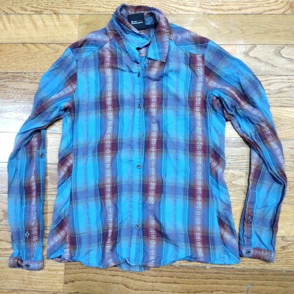 Sherpa Adventure Gear Wool and Tencel Plaid Hiking Cowgirl Button Down Shirt S - Picture 2 of 13